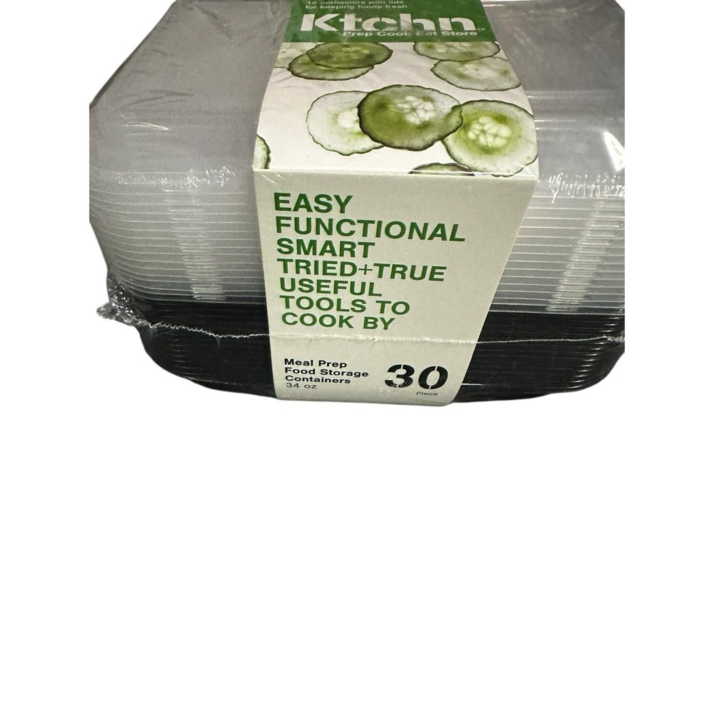 ktchn 30 piece meal prep food storage containers‎ 34 oz 15 containers 15 lids - Picture 3 of 5